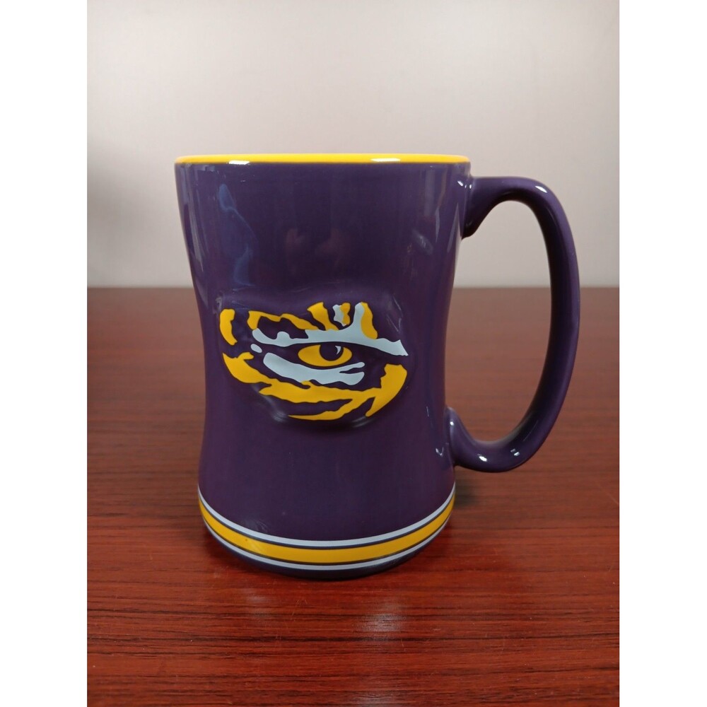 LSU Coffee Mug Eye Of The Tiger Purple Yellow EUC